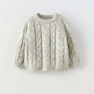 Zara Light Gray Cable Knit Sweater for Kids